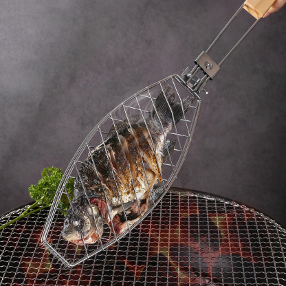 Grilled fish clip removable grilling net household multifunctional hamburger clip grilled fish clip anti-scalding barbecue clip