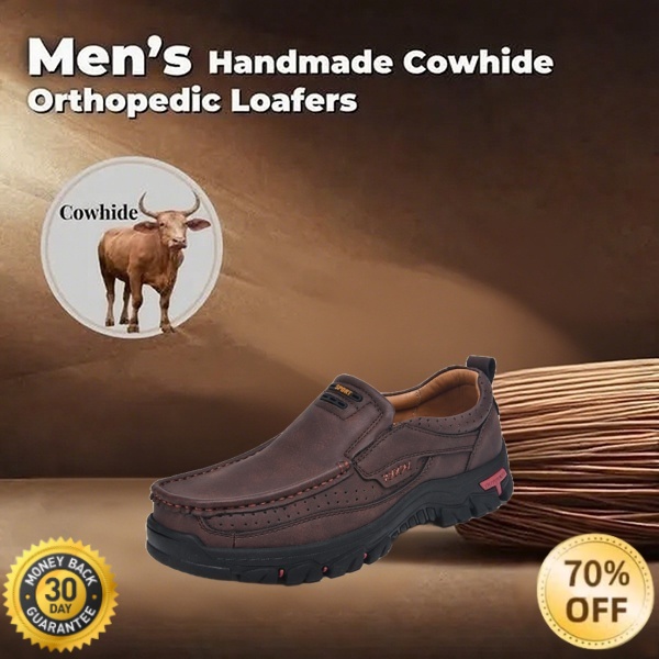 🐂Men's Calfskin Walking Shoes 👞 Slip-on design, easy to put on and take off ✅ Arch support - relieve pain and walk comfortably