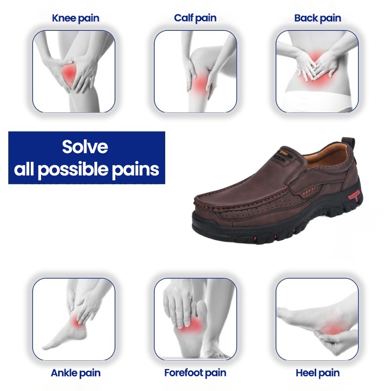 🐂Men's Calfskin Walking Shoes 👞 Slip-on design, easy to put on and take off ✅ Arch support - relieve pain and walk comfortably