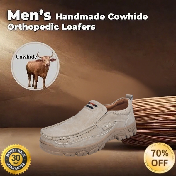 🐂Men's Calfskin Walking Shoes 👞 Slip-on design, easy to put on and t