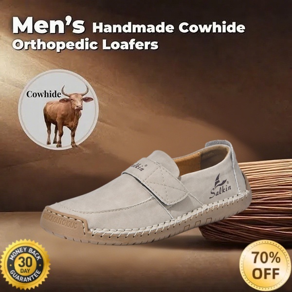 🐂 Men's Calfskin Casual Shoes 👞 Hand-sewn, slip-on design, easy to put on and take off ✅ Arch support - relieve pain and walk comfortably all day