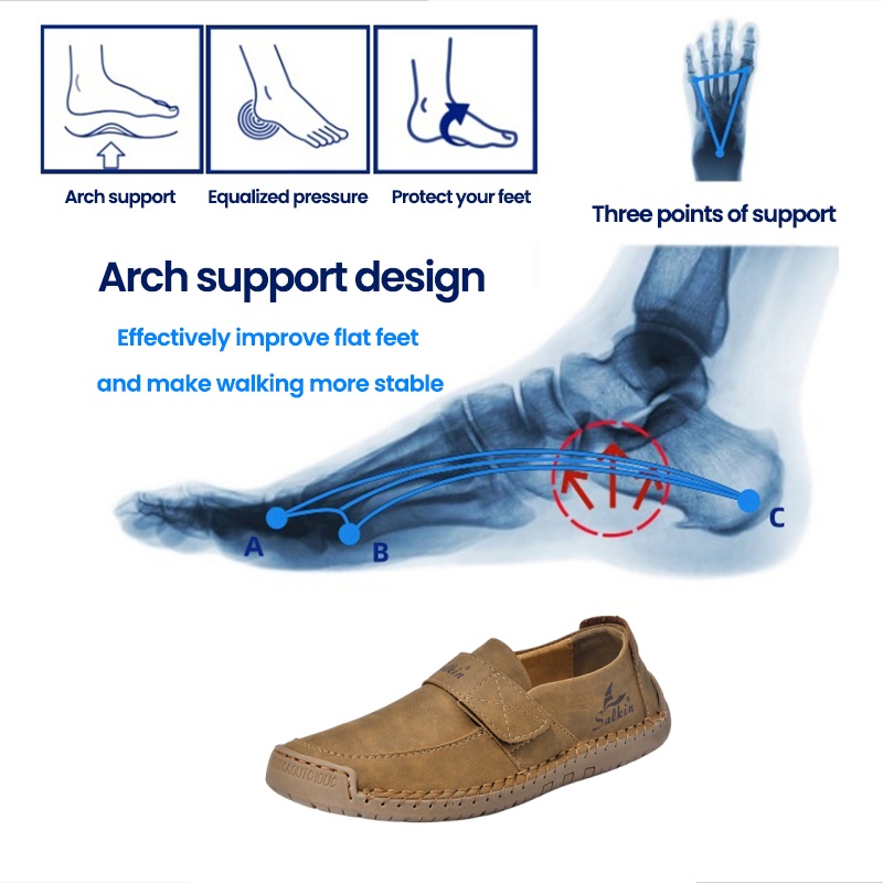 🐂 Men's Calfskin Casual Shoes 👞 Hand-sewn, slip-on design, easy to put on and take off ✅ Arch support - relieve pain and walk comfortably all day