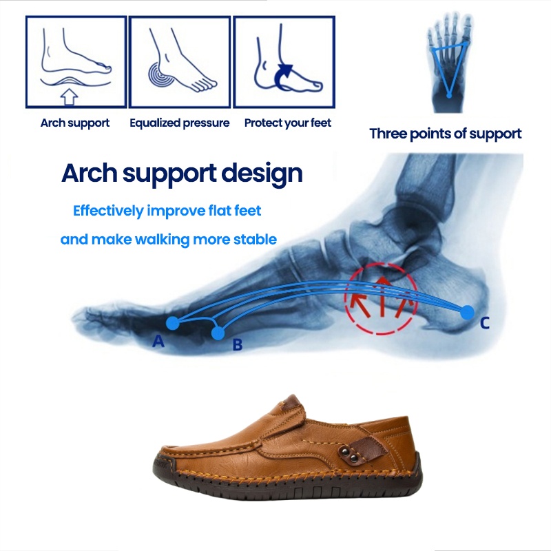 🐂Men's Calfskin Casual Shoes 👞Hand-sewn, slip-on design✅ Arch support - relieve pain and walk comfortably