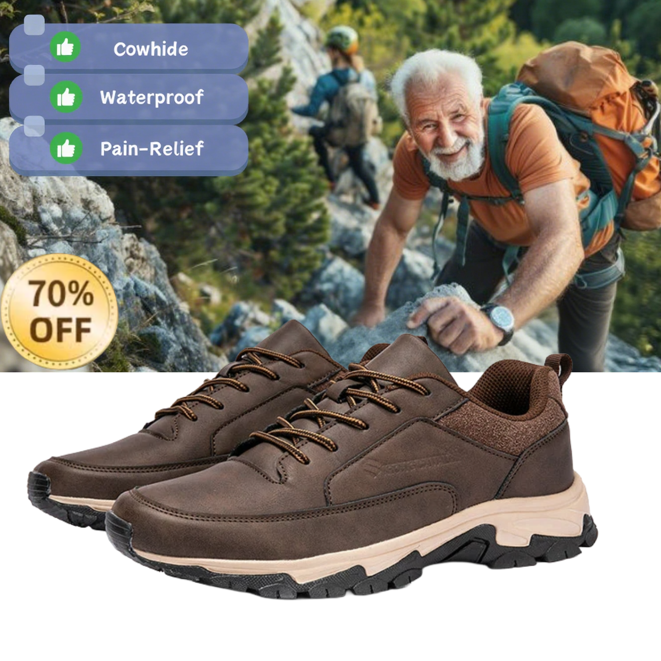 [Last Day 70% Off - Ends Soon] 🔥 Ergonomically Designed Men's Walking Shoes 👞 Relieve walking pain ✅ Arch support for comfortable walking