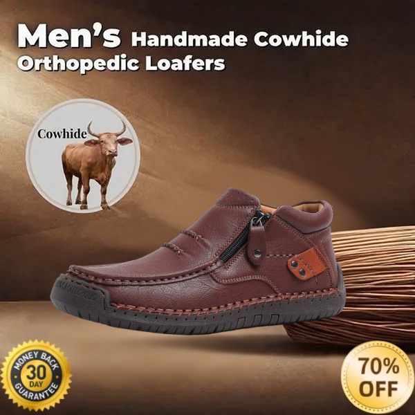 🔥 Men's Calfskin Casual Shoes👞 Hand-sewn, easy to put on and take off✅ Arch support - relieve pain and provide walking comfort