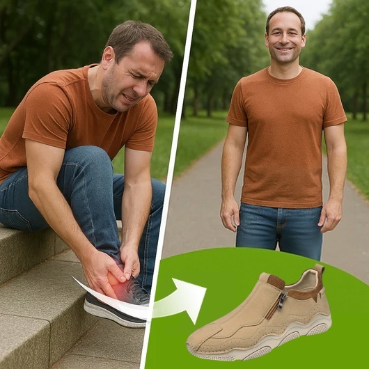 🐂 Men's Calfskin Walking Shoes 👞 Hand-sewn, slip-on design, easy to put on and take off ✅ Arch support - relieve pain and walk comfortably