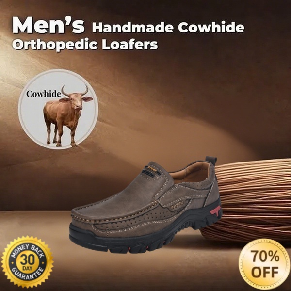🐂Men's Calfskin Walking Shoes 👞 Slip-on design, easy to put on and take off ✅ Arch support - relieve pain and walk comfortably