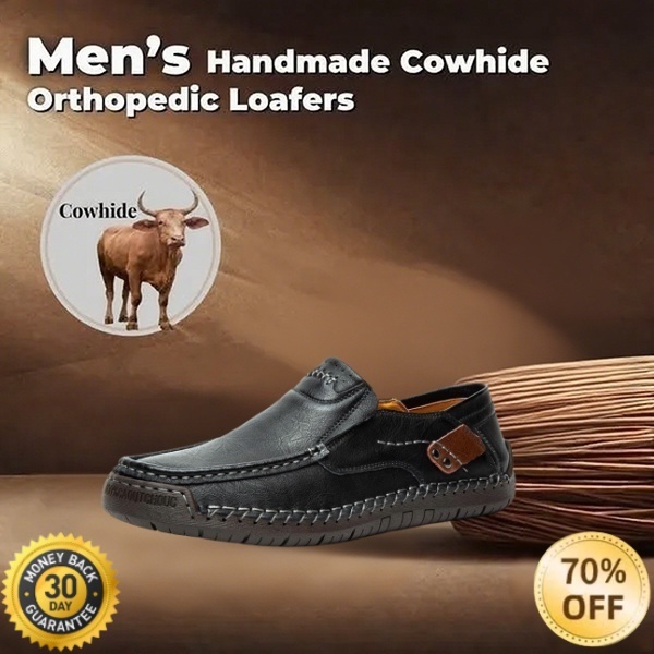 🐂Men's Calfskin Casual Shoes 👞Hand-sewn, slip-on design✅ Arch support - relieve pain and walk comfortably
