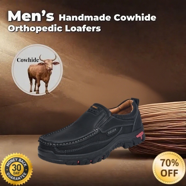 🐂Men's Calfskin Walking Shoes 👞 Slip-on design, easy to put on and take off ✅ Arch support - relieve pain and walk comfortably