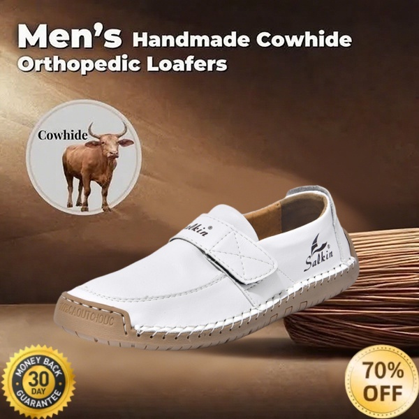 🐂 Men's Calfskin Casual Shoes 👞 Hand-sewn, slip-on design, easy to put on and take off ✅ Arch support - relieve pain and walk comfortably all day