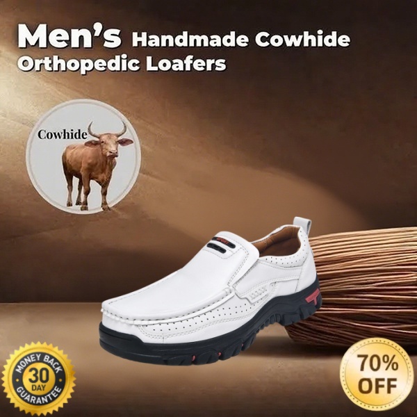 🐂Men's Calfskin Walking Shoes 👞 Slip-on design, easy to put on and take off ✅ Arch support - relieve pain and walk comfortably
