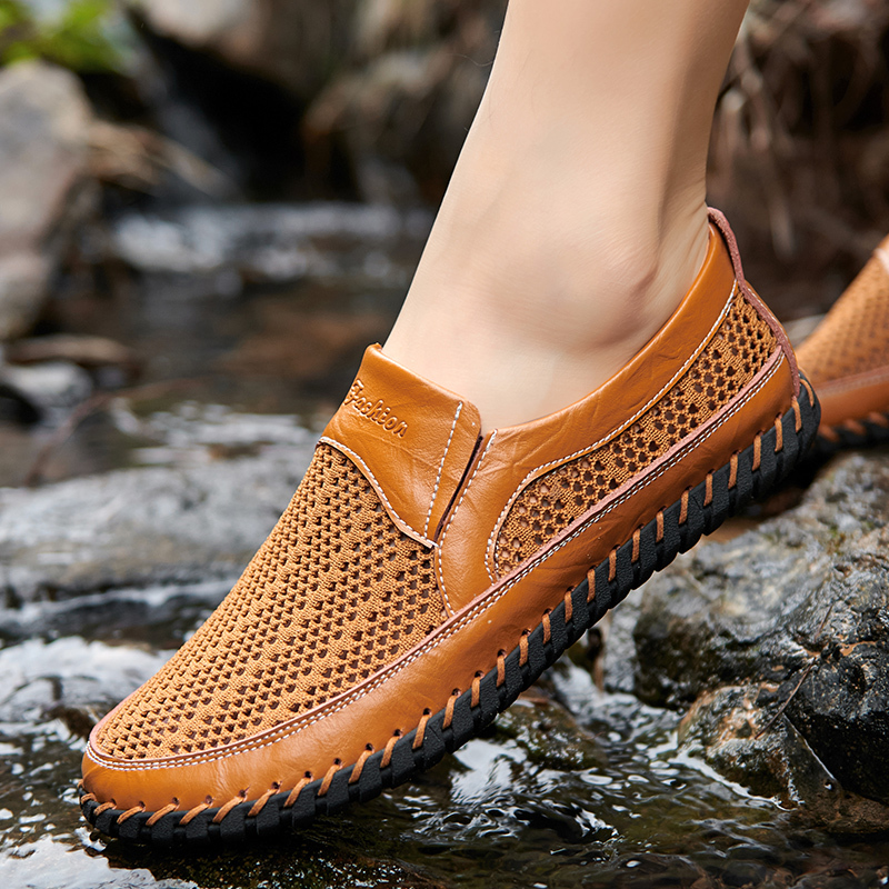 BreezeStep: Men’s Slip-On Boat Shoes with Breathable Upper, Rubber Outsole, and Double-Stitch Durability