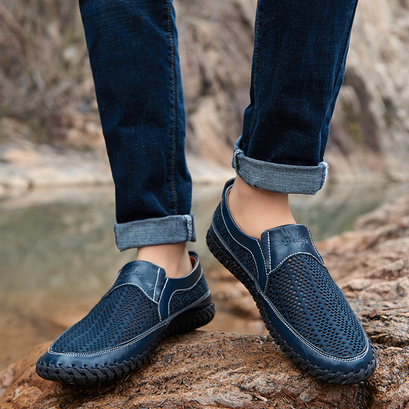 BreezeStep: Men’s Slip-On Boat Shoes with Breathable Upper, Rubber Outsole, and Double-Stitch Durability