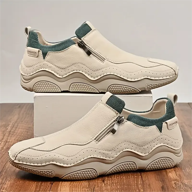 🐂 Men's Calfskin Walking Shoes 👞 Hand-sewn, slip-on design, easy to put on and take off ✅ Arch support - relieve pain and walk comfortably