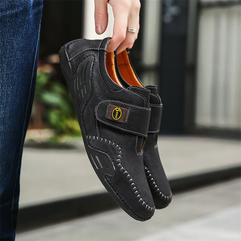 🔥 Hot Sale! Limited Stock! 💥Men's Outdoor Casual Low-Top Soft Leather Velcro Easy On/Off Shoes