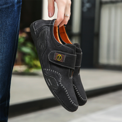 🔥 Hot Sale! Limited Stock! 💥Men's Outdoor Casual Low-Top Soft Leather Velcro Easy On/Off Shoes