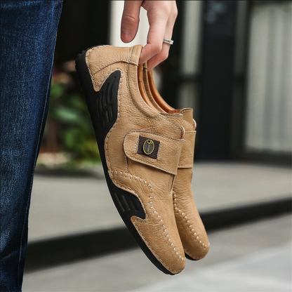 🔥 Hot Sale! Limited Stock! 💥Men's Outdoor Casual Low-Top Soft Leather Velcro Easy On/Off Shoes