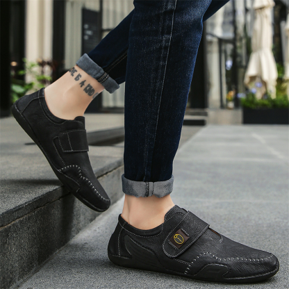 🔥 Hot Sale! Limited Stock! 💥Men's Outdoor Casual Low-Top Soft Leather Velcro Easy On/Off Shoes