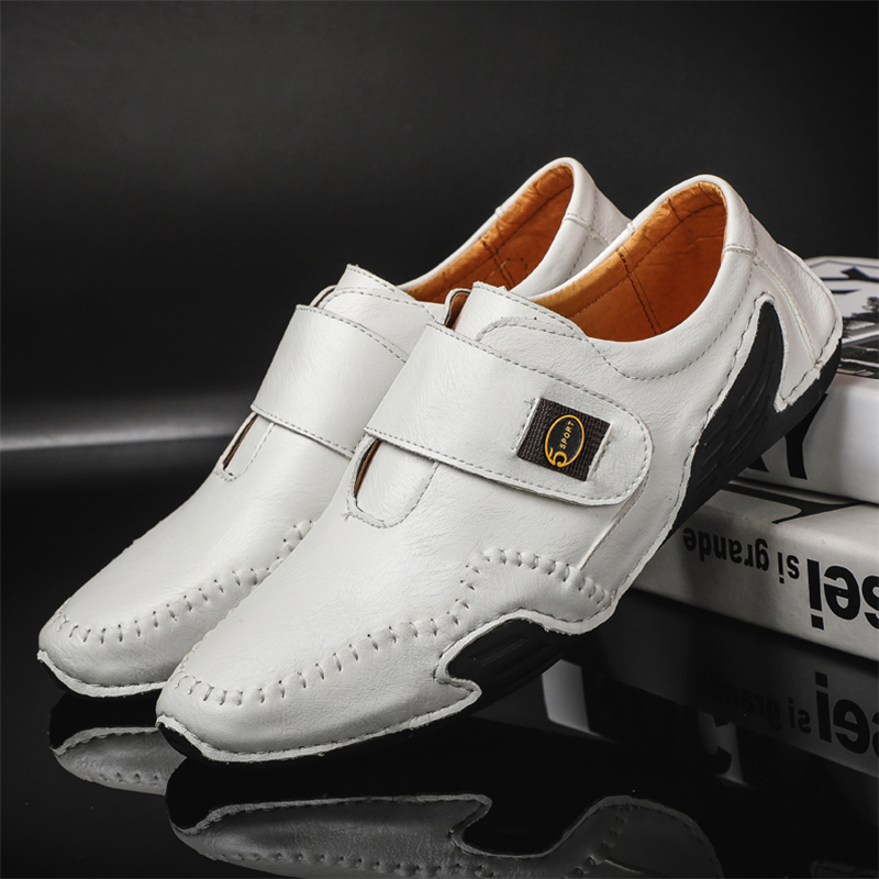 🔥 Hot Sale! Limited Stock! 💥Men's Outdoor Casual Low-Top Soft Leather Velcro Easy On/Off Shoes