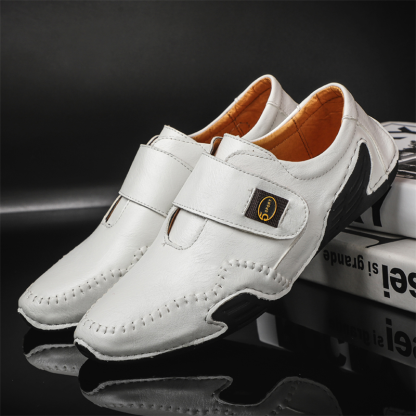 🔥 Hot Sale! Limited Stock! 💥Men's Outdoor Casual Low-Top Soft Leather Velcro Easy On/Off Shoes