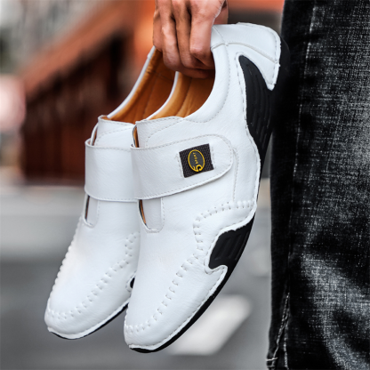 🔥 Hot Sale! Limited Stock! 💥Men's Outdoor Casual Low-Top Soft Leather Velcro Easy On/Off Shoes