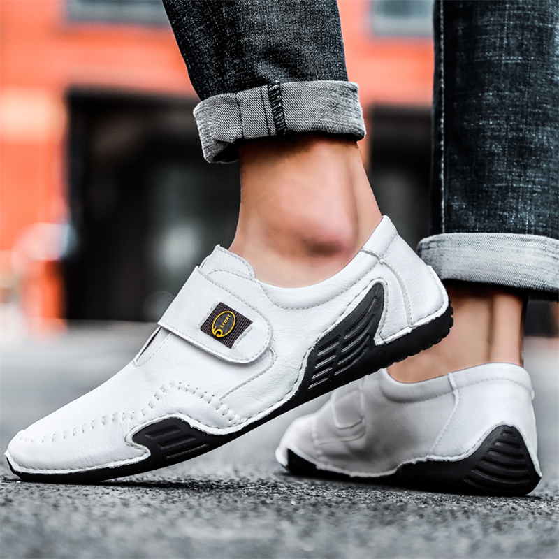 🔥 Hot Sale! Limited Stock! 💥Men's Outdoor Casual Low-Top Soft Leather Velcro Easy On/Off Shoes