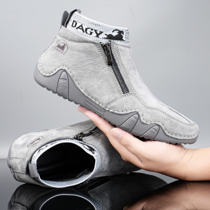 🔥Hot Sale! Limited Stock💥Men's Year-Round Lightweight Leather Slip-On Side-Zip DAGY Motorcycle Boots