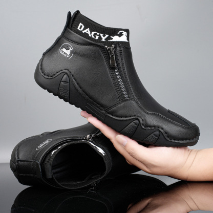 🔥Hot Sale! Limited Stock💥Men's Year-Round Lightweight Leather Slip-On Side-Zip DAGY Motorcycle Boots