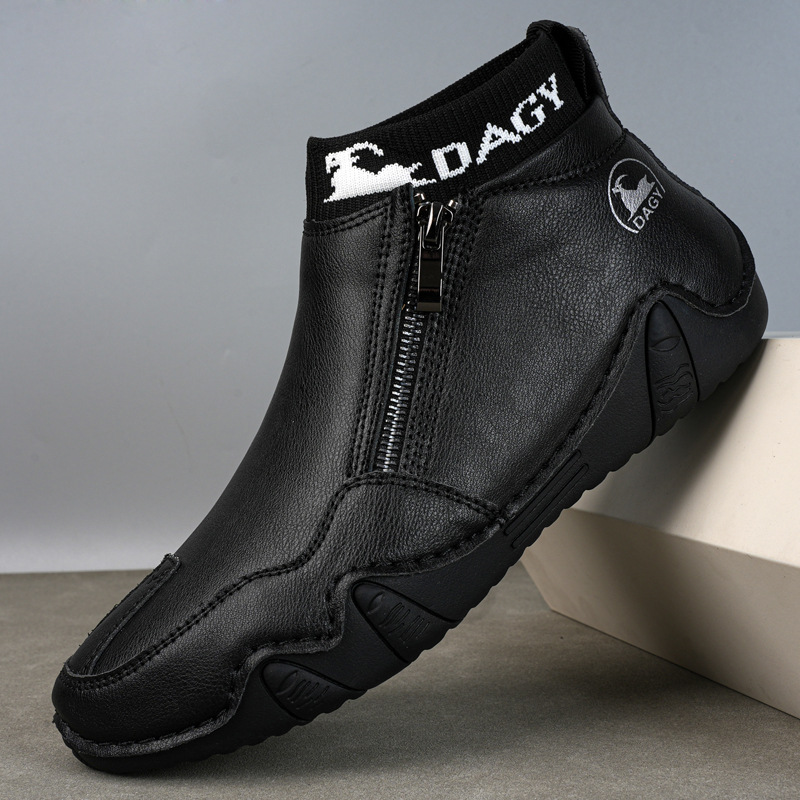🔥Hot Sale! Limited Stock💥Men's Year-Round Lightweight Leather Slip-On Side-Zip DAGY Motorcycle Boots