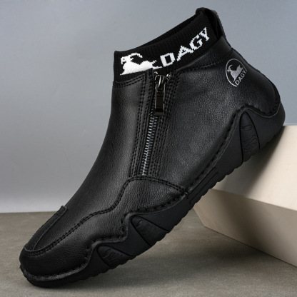 🔥Hot Sale! Limited Stock💥Men's Year-Round Lightweight Leather Slip-On Side-Zip DAGY Motorcycle Boots