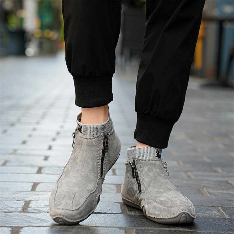 🔥Hot Sale! Limited Stock💥Men's Year-Round Lightweight Leather Slip-On Side-Zip DAGY Motorcycle Boots