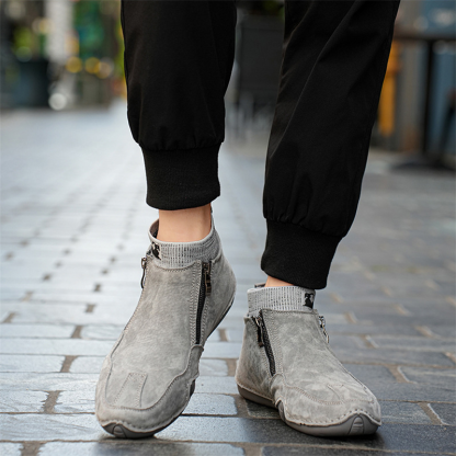 🔥Hot Sale! Limited Stock💥Men's Year-Round Lightweight Leather Slip-On Side-Zip DAGY Motorcycle Boots