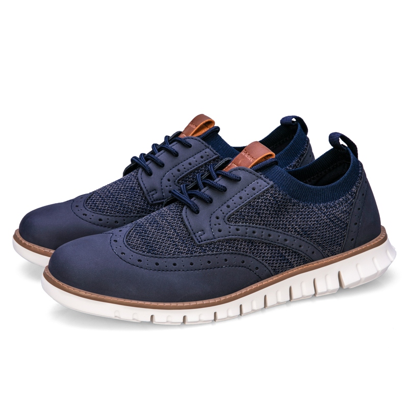 Men's Casual Dress Sneakers - Breathable Mesh Oxford Business Walking Tennis Shoes - Comfortable & Lightweight
