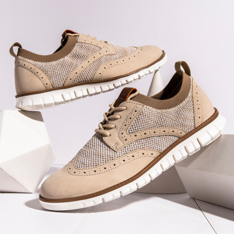 Men's Casual Dress Sneakers - Breathable Mesh Oxford Business Walking Tennis Shoes - Comfortable & Lightweight