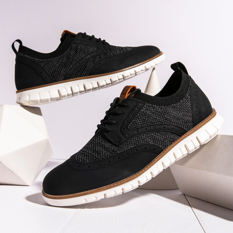 Men's Casual Dress Sneakers - Breathable Mesh Oxford Business Walking Tennis Shoes - Comfortable & Lightweight
