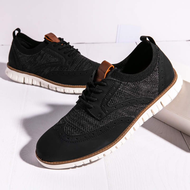 Men's Casual Dress Sneakers - Breathable Mesh Oxford Business Walking Tennis Shoes - Comfortable & Lightweight