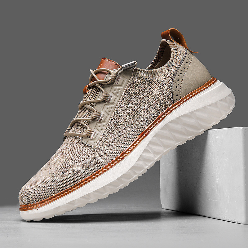 Men's Breathable Knit Mesh Casual Sneakers, Lightweight Non-Slip Shoes with Soft Interior Lining