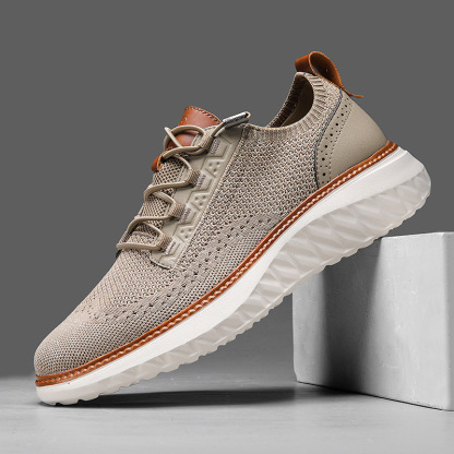 Men's Breathable Knit Mesh Casual Sneakers, Lightweight Non-Slip Shoes with Soft Interior Lining