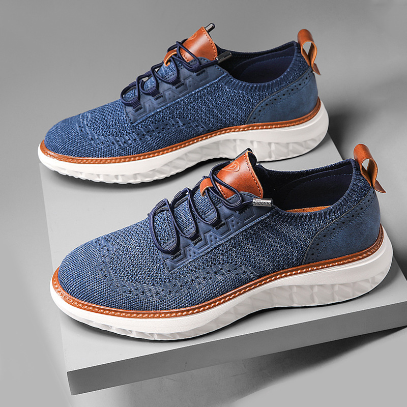Men's Breathable Knit Mesh Casual Sneakers, Lightweight Non-Slip Shoes with Soft Interior Lining