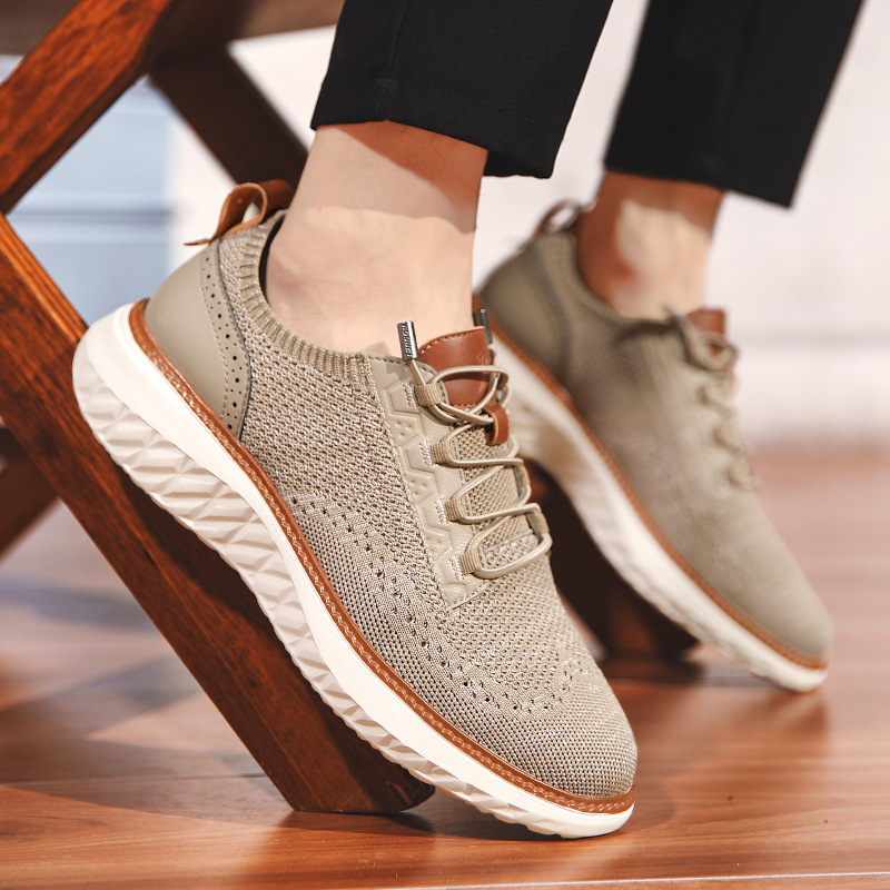 Men's Breathable Knit Mesh Casual Sneakers, Lightweight Non-Slip Shoes with Soft Interior Lining