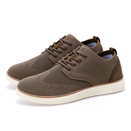 Men's Mesh Oxford Sneakers – Lightweight Casual Walking Shoes with Arch Support, Breathable Lace-Up Fashion Sneakers