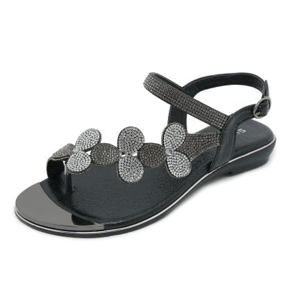 Sandals Hollow Triangle Rhinestone Sandals Soft Bottom Wedge Flat