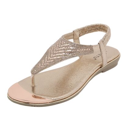 Sandals Hollow Triangle Rhinestone Sandals Soft Bottom Wedge Flat