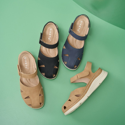 Casual Orthopedic Velcro Walking Wedge Toe Sandals