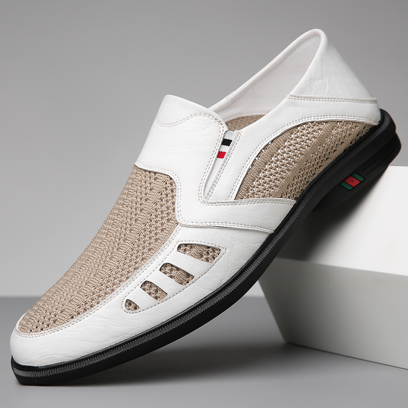 Men's Flying Mesh Leather Shoes