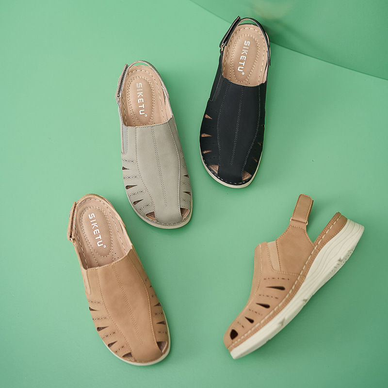 Casual Orthopedic Velcro Walking Wedge Toe Sandals