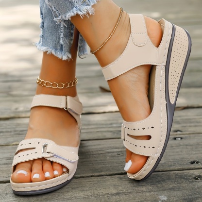 Comfyfleek Hook & Loop Ankle Strap Wedge Sport Sandals