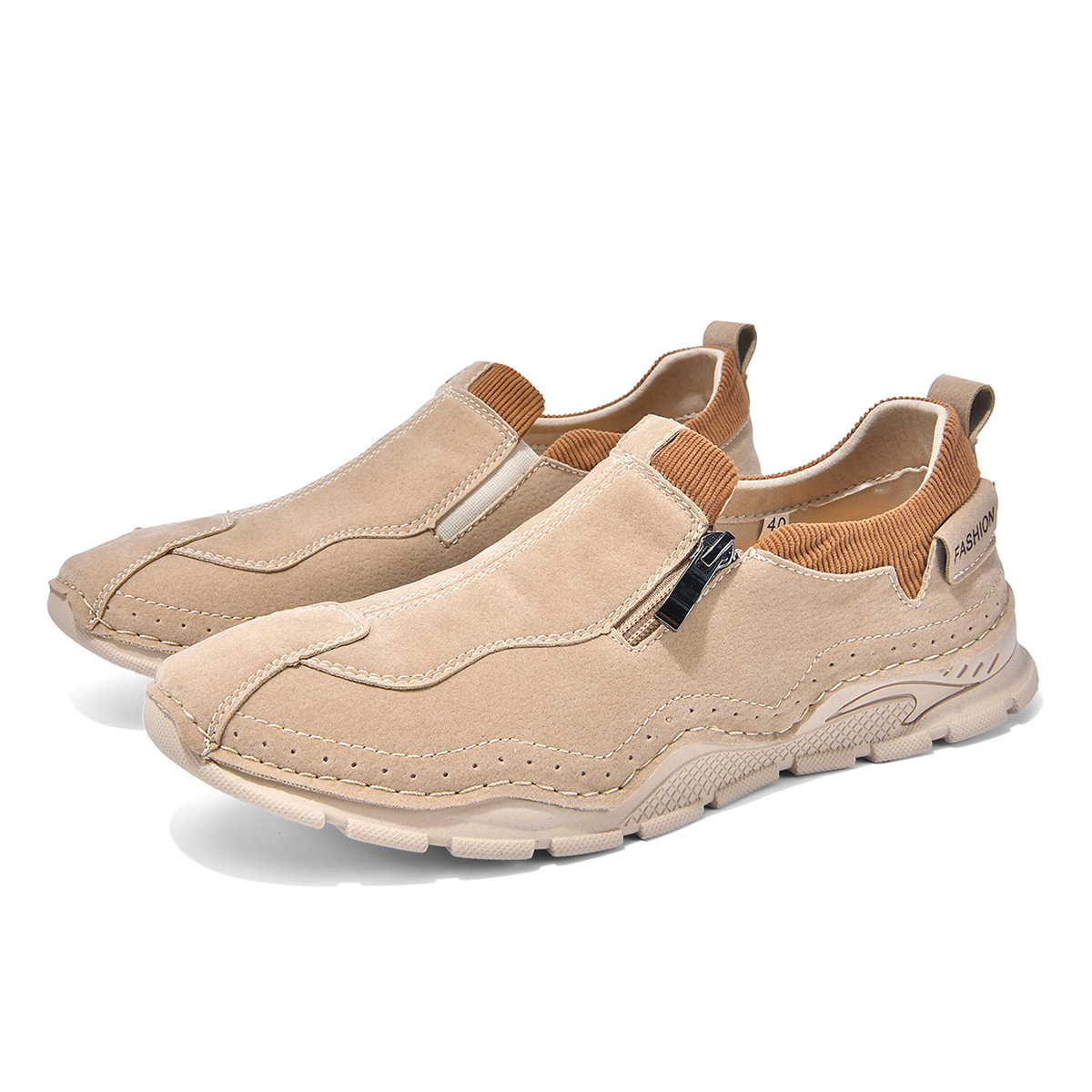 🐂 Men's Calfskin Walking Shoes 👞 Hand-sewn, slip-on design, easy to put on and take off ✅ Arch support - relieve pain and walk comfortably