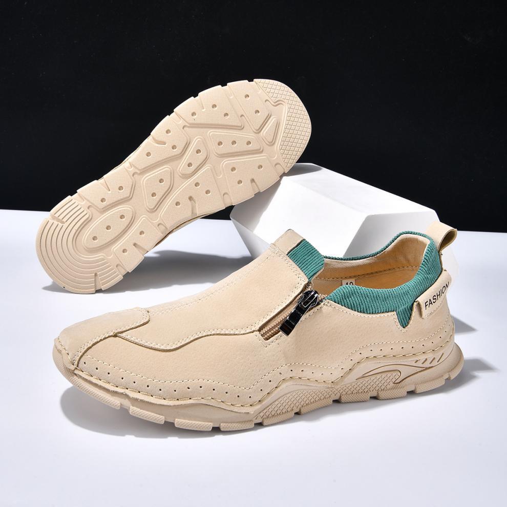 🐂 Men's Calfskin Walking Shoes 👞 Hand-sewn, slip-on design, easy to put on and take off ✅ Arch support - relieve pain and walk comfortably