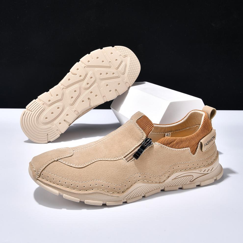 🐂 Men's Calfskin Walking Shoes 👞 Hand-sewn, slip-on design, easy to put on and take off ✅ Arch support - relieve pain and walk comfortably